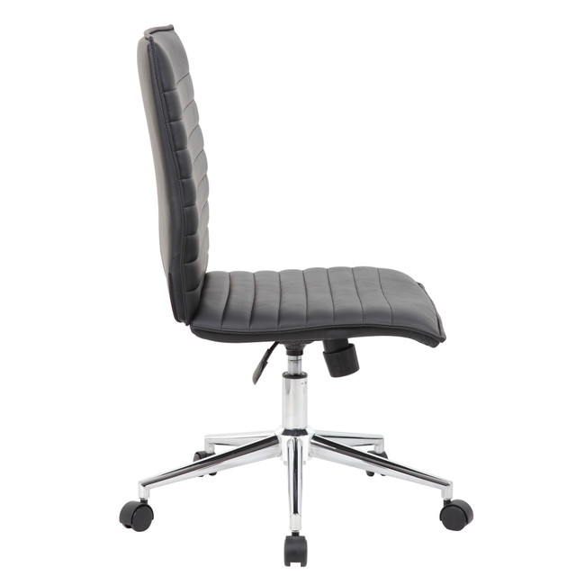 Mid Back Armless Office Chair | Ribbed Vinyl Executive Chair With Chrome Base - Image 4