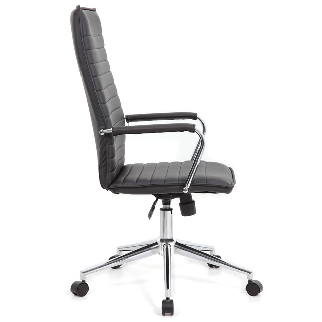 Executive High Back Office Chair | Ribbed Vinyl Executive Chair With Chrome Base - Image 2