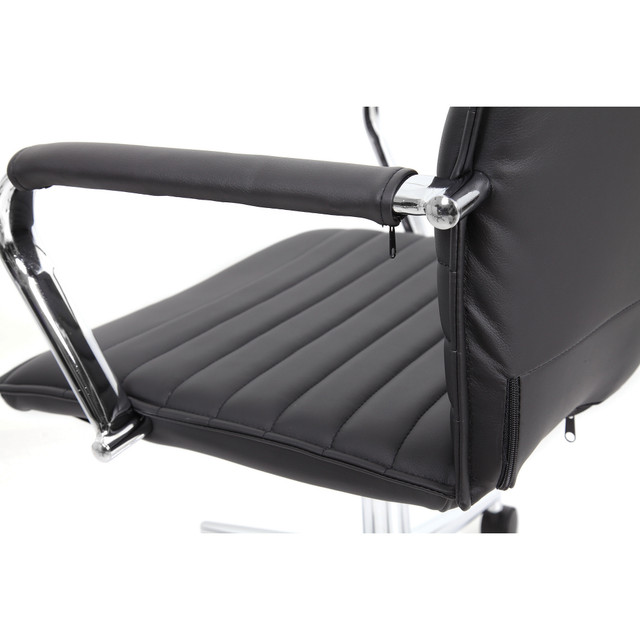 Executive High Back Office Chair | Ribbed Vinyl Executive Chair With Chrome Base - Image 3
