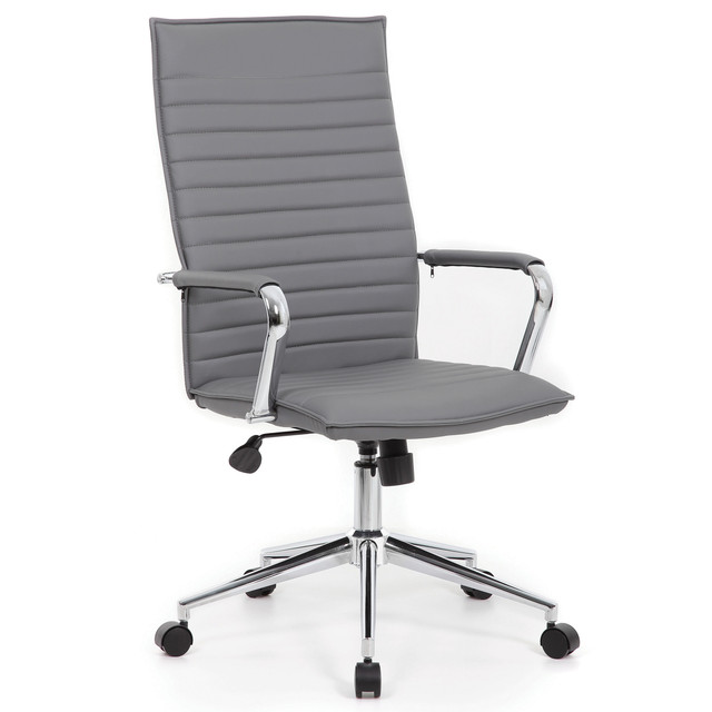 Executive High Back Office Chair | Ribbed Vinyl Executive Chair With Chrome Base - Image 4