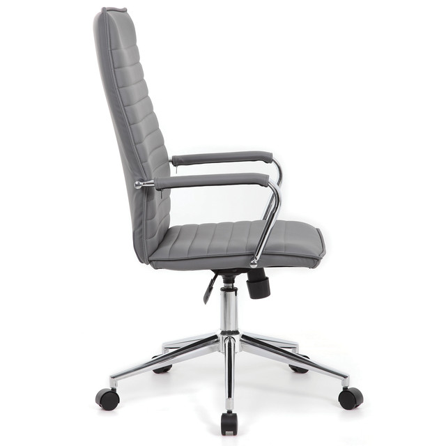 Executive High Back Office Chair | Ribbed Vinyl Executive Chair With Chrome Base - Image 5