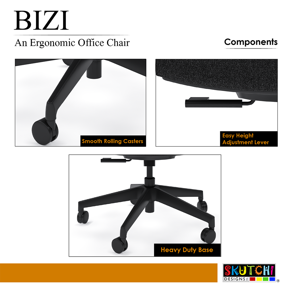 Bizi Ergonomic Executive Office Chair | Full Mesh Back | Large Cushion Seat - Image 5