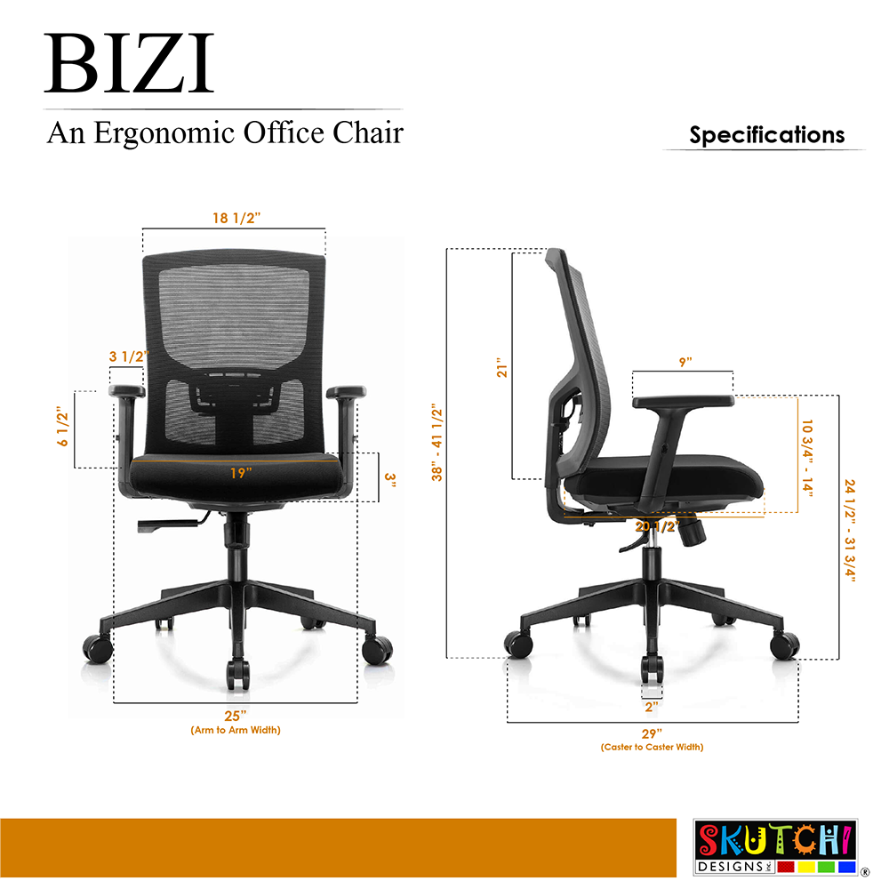 Bizi Ergonomic Executive Office Chair | Full Mesh Back | Large Cushion Seat - Image 6