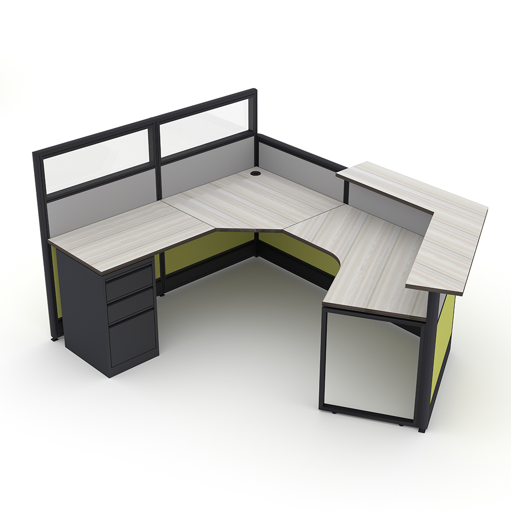 Glass Top Reception Cubicle | Emerald Cubicle Collection | 6x9x52"H-39"H - Image 2