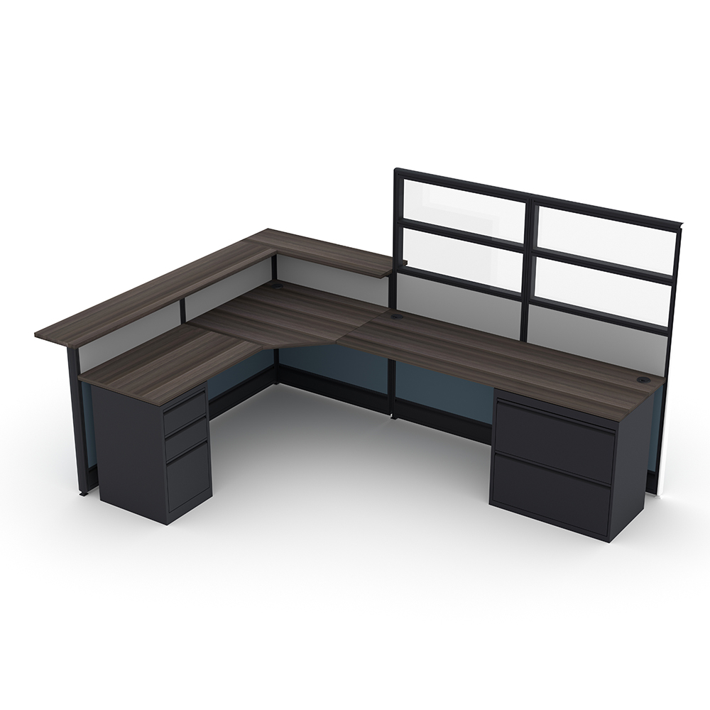 L-Shaped Reception Station | Emerald Cubicle Collection | 6x9x65"H-39"H - Image 2
