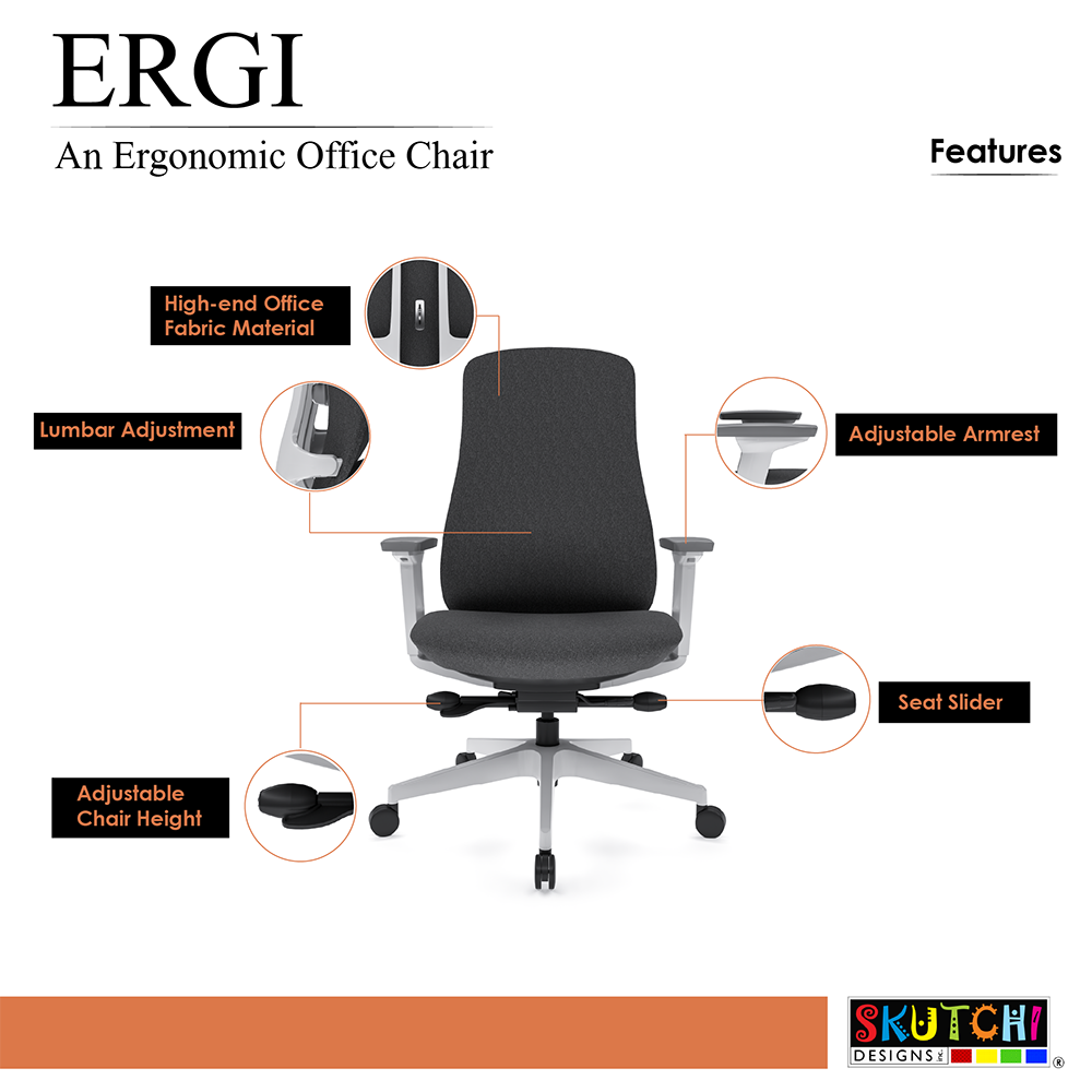 Ergi Ergonomic Executive Office Chair | Adjustable Contoured Back | Large Sliding Seat - Image 4