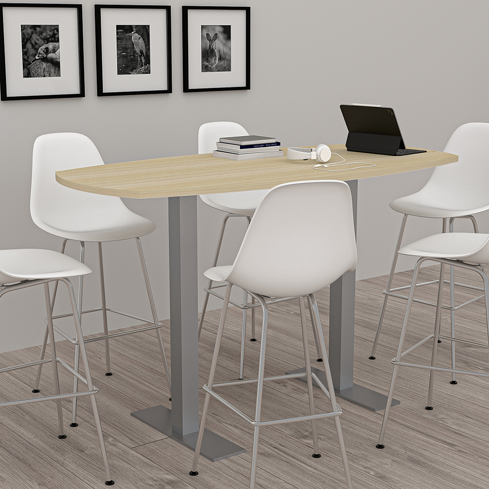34"x70" Standing Height Meeting Table | Bistro Table With Metal T Legs Base | Harmony Series Office Table | Available In 8 Shapes - Image 2
