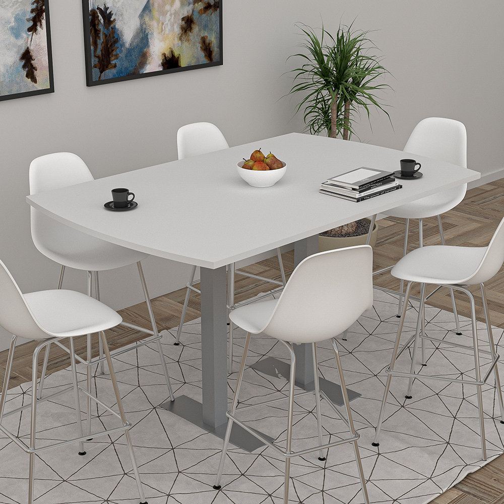Bistro Office Table | 46"x72" Standing Height Meeting Table With T-Shape Base | Harmony Series Office Table | Available In 8 Shapes - Image 3