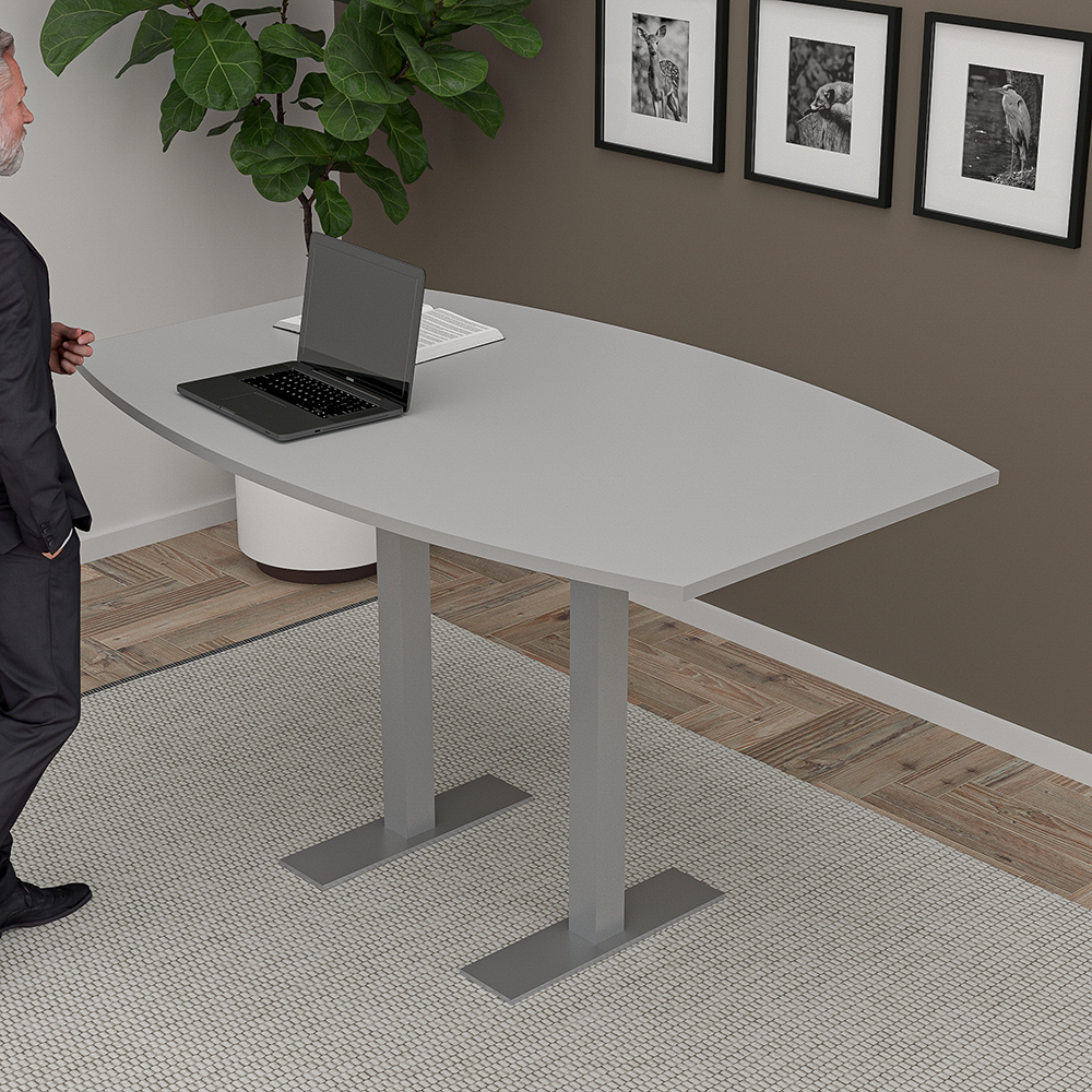 Bistro Office Table | 46"x72" Standing Height Meeting Table With T-Shape Base | Harmony Series Office Table | Available In 8 Shapes - Image 5