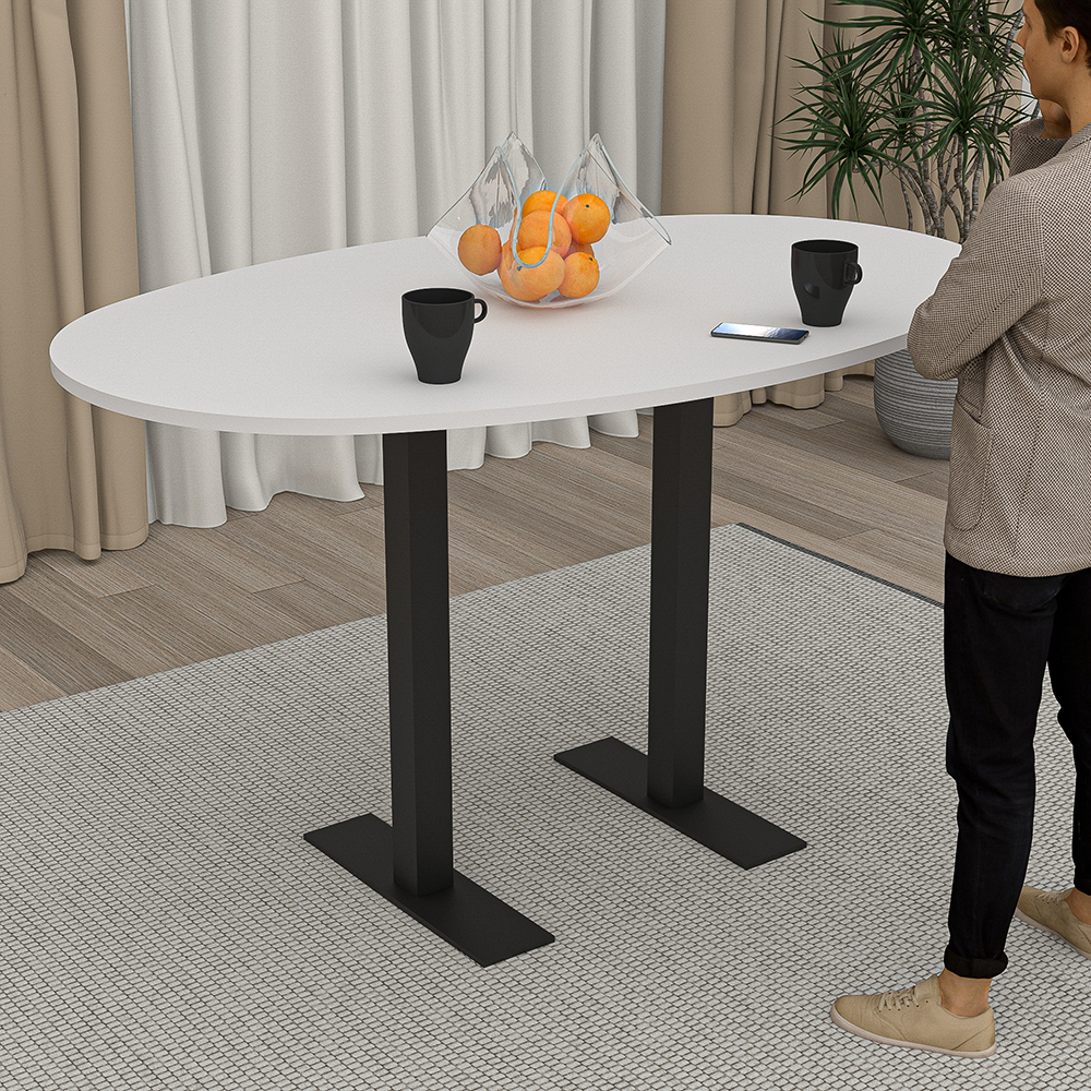 Bistro Office Table | 46"x72" Standing Height Meeting Table With T-Shape Base | Harmony Series Office Table | Available In 8 Shapes - Image 2
