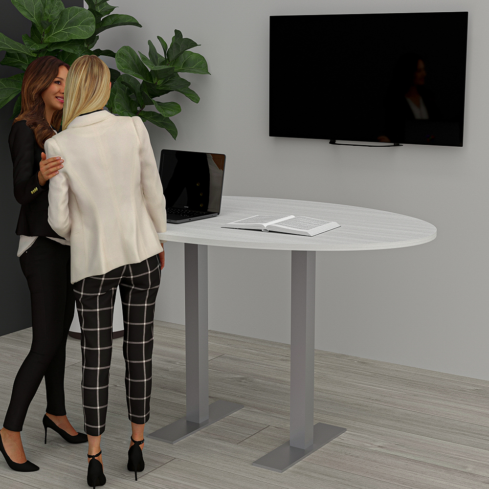 Bistro Office Table | 46"x72" Standing Height Meeting Table With T-Shape Base | Harmony Series Office Table | Available In 8 Shapes - Image 4