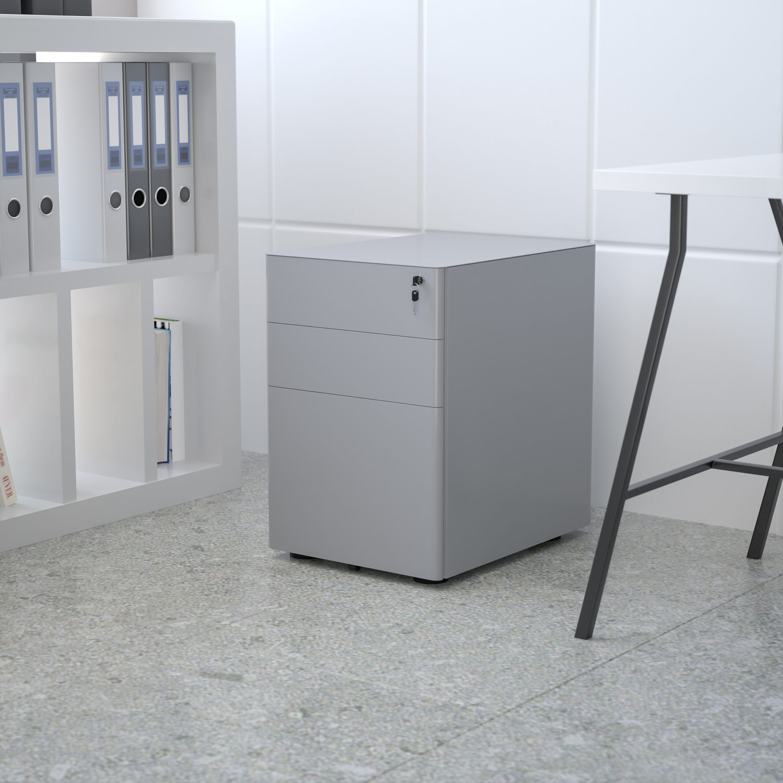 Modern 3-Drawer Mobile Locking Filing Cabinet With Hanging Drawer - Image 14