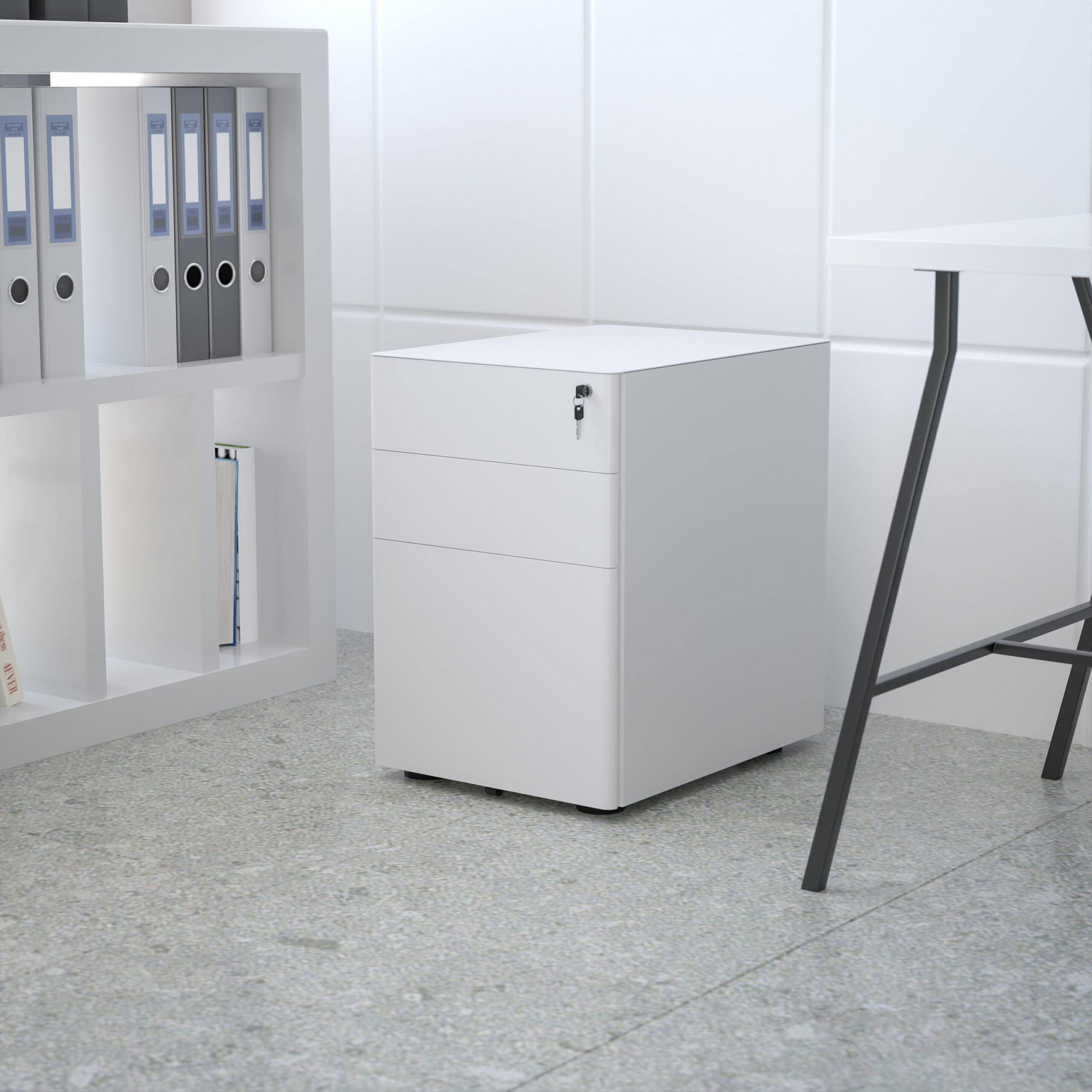 Modern 3-Drawer Mobile Locking Filing Cabinet With Hanging Drawer - Image 9