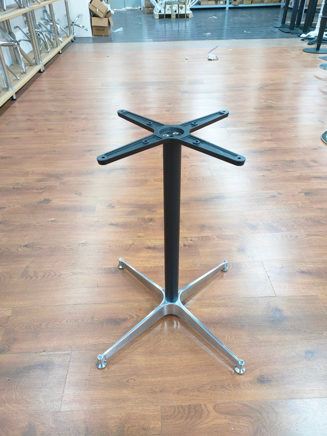 Metal Column Cross Table Base | Classic Café Table Base | Matte Black | Sitting Height 28"H - Image 2