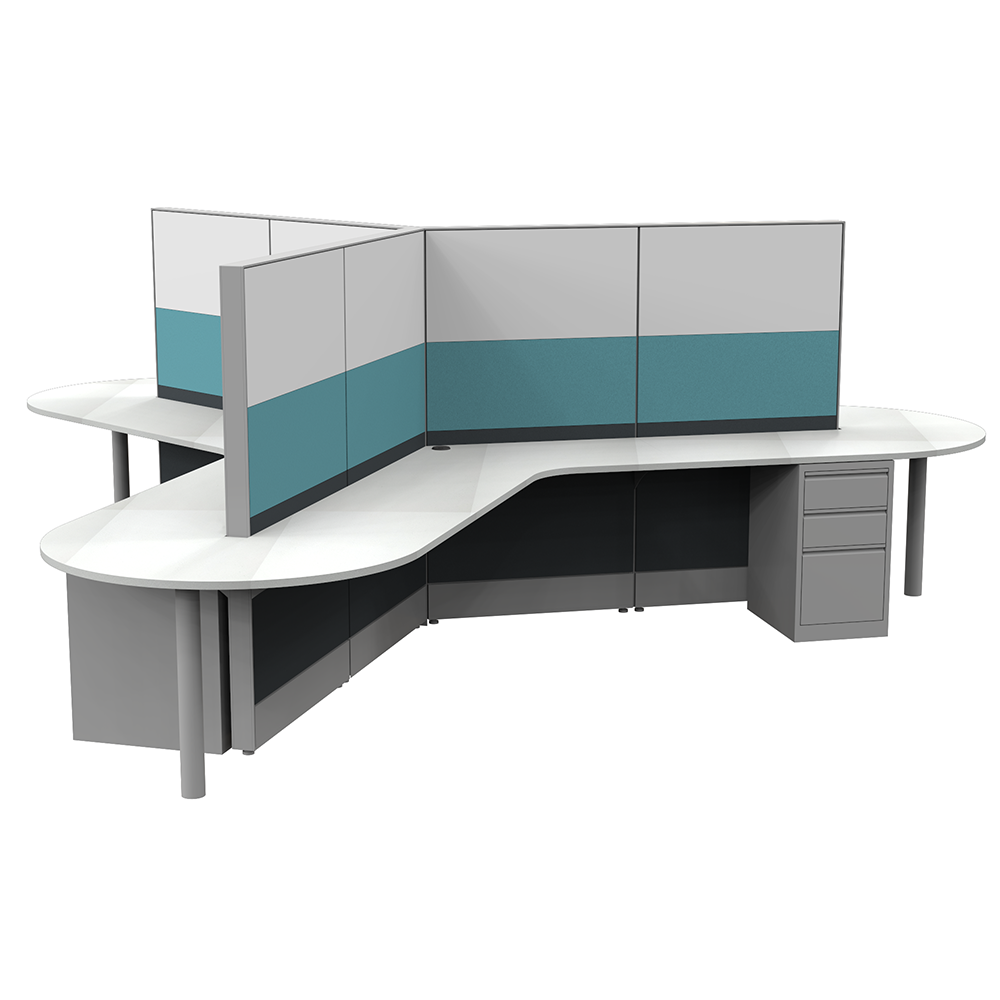 120 Degree Cubicles | Sapphire Cubicle System | 6x6x65"H | 3-Person - Image 2
