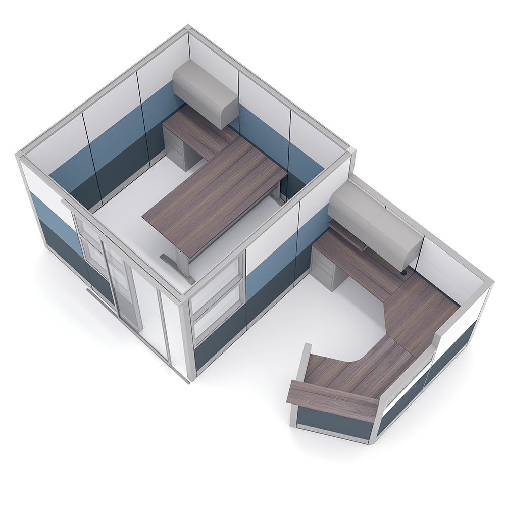 Cubicle Reception Desk | Sapphire Wall System | 16'W x 9'D x 84"H - Image 2