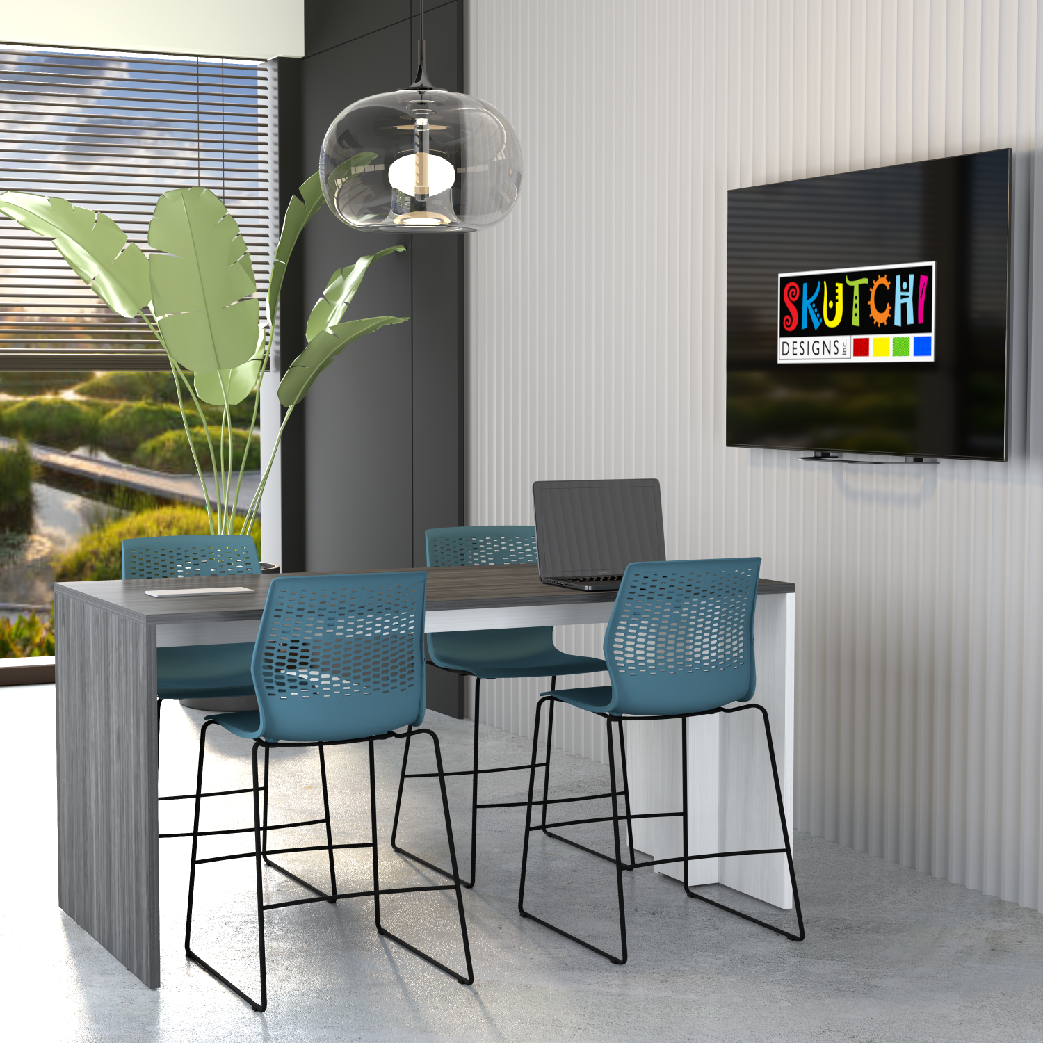 Counter Height Collaboration Table 36" | 2-4 Person | Optional Power & Data | Sol-Mate Desking Solution - Image 2