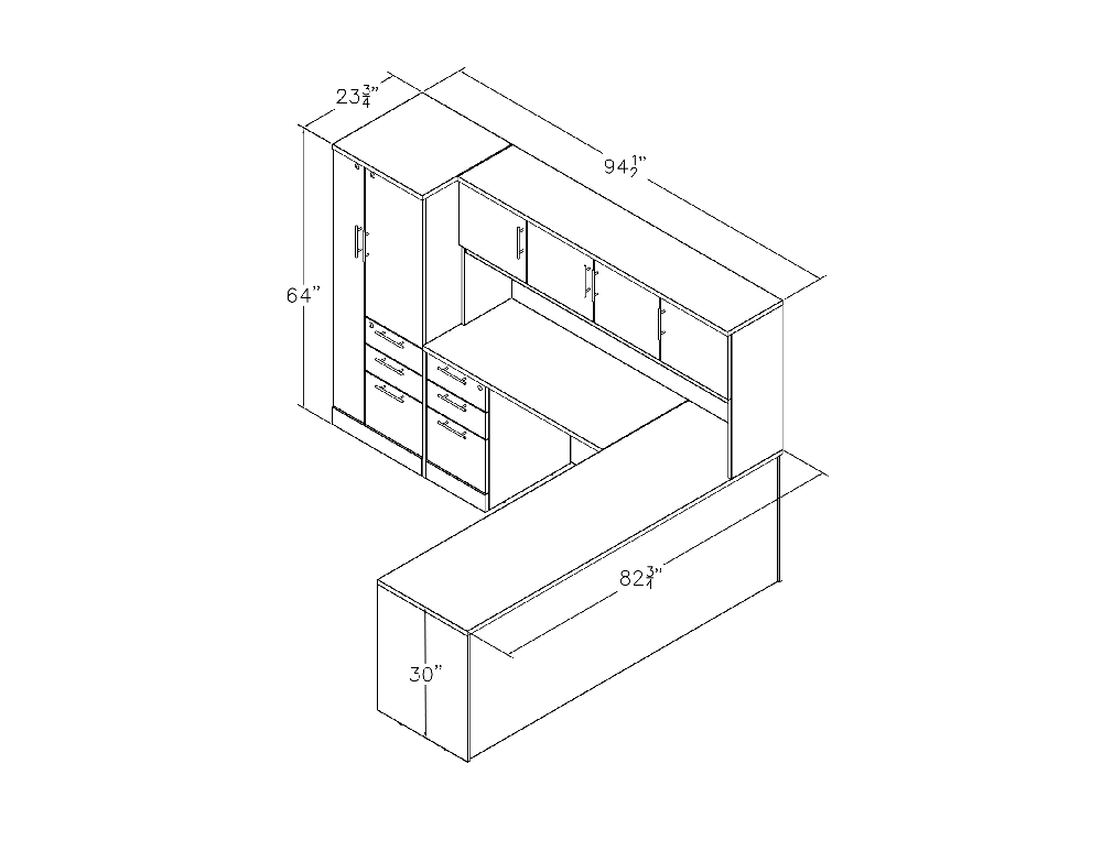 L-Shaped Office Suite | Laminate Desk With Storage | Hutch, Wardrobe and Under Desk Storage Cabinets | Sol Office Furniture - Image 2