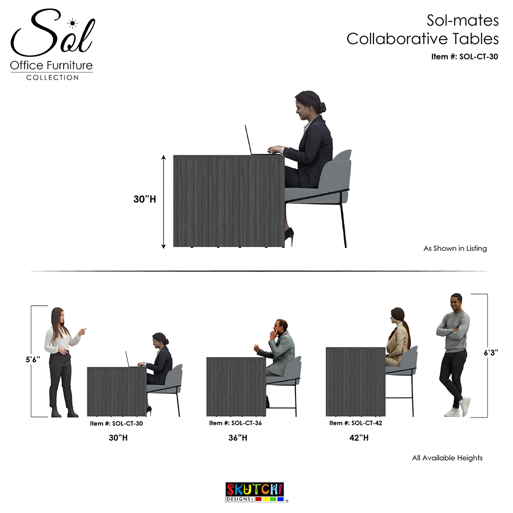 Sitting Height Collaboration Table 30" | 2-4 Person | Optional Power & Data | Sol-Mate Desking Solution - Image 6