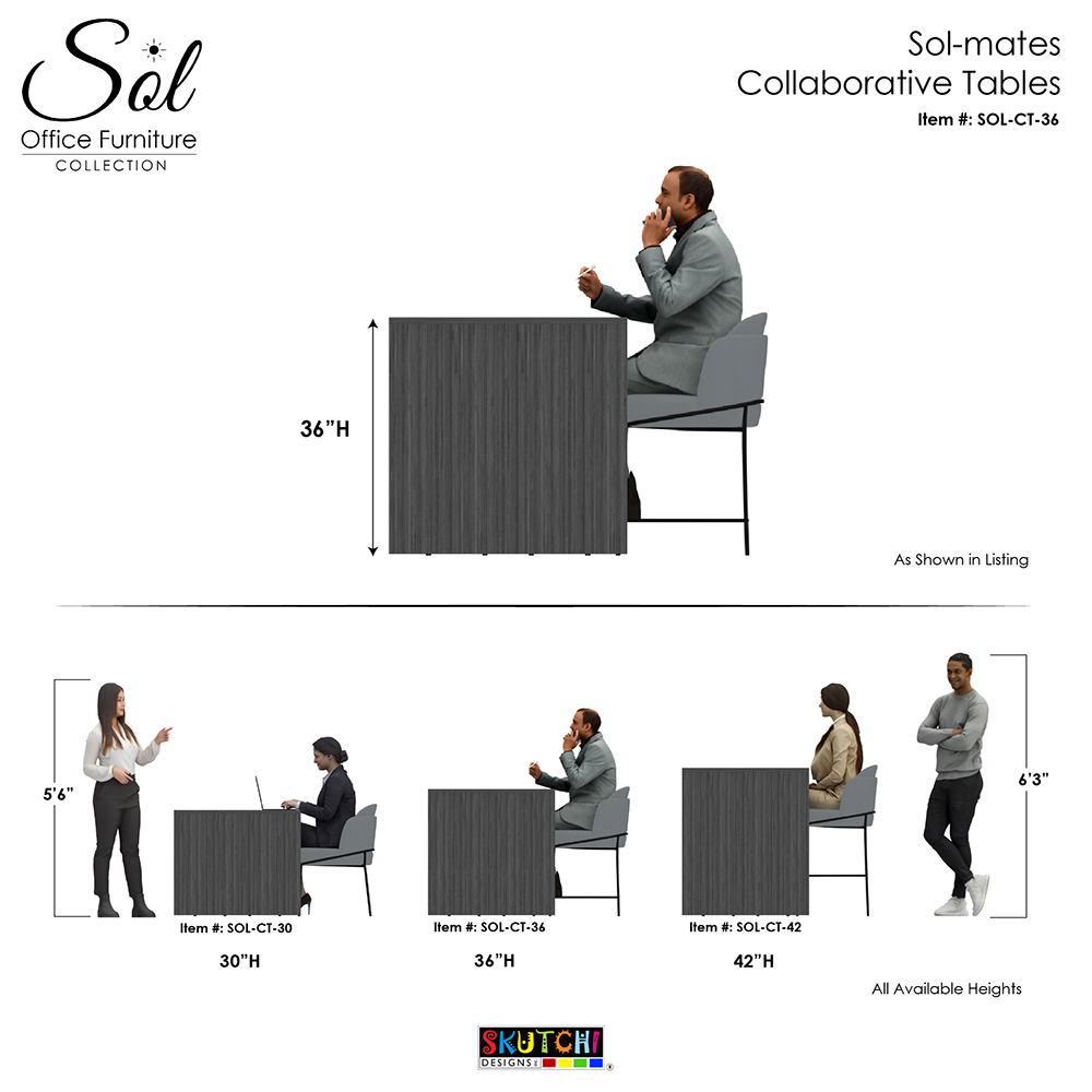 Counter Height Collaboration Table 36" | 2-4 Person | Optional Power & Data | Sol-Mate Desking Solution - Image 6