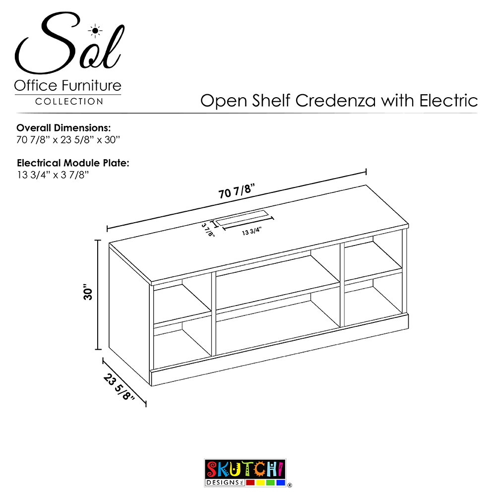 Credenza Cabinet | Fully Assembled | Open Storage Cabinet | Sol Collection | 24"Dx70"Wx30"H - Image 6
