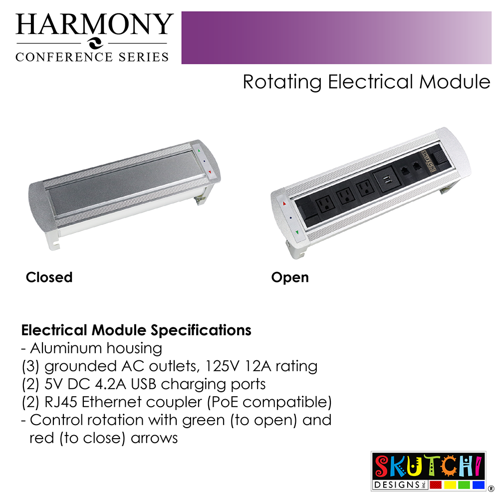 10-Person Boat Conference Table with Metal Bases | Harmony Conference Series | 10' Table with Rotating Electrical Module - Image 2