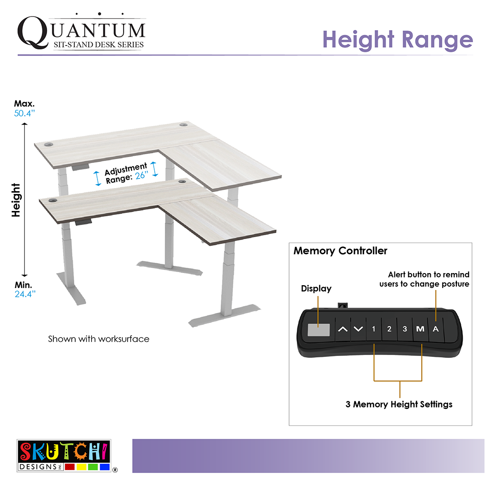 Quantum Series L-Shaped Electric Sit-Stand Desk | 6' X 5 1/2' Worksurface | 8 Laminate Options - Image 2