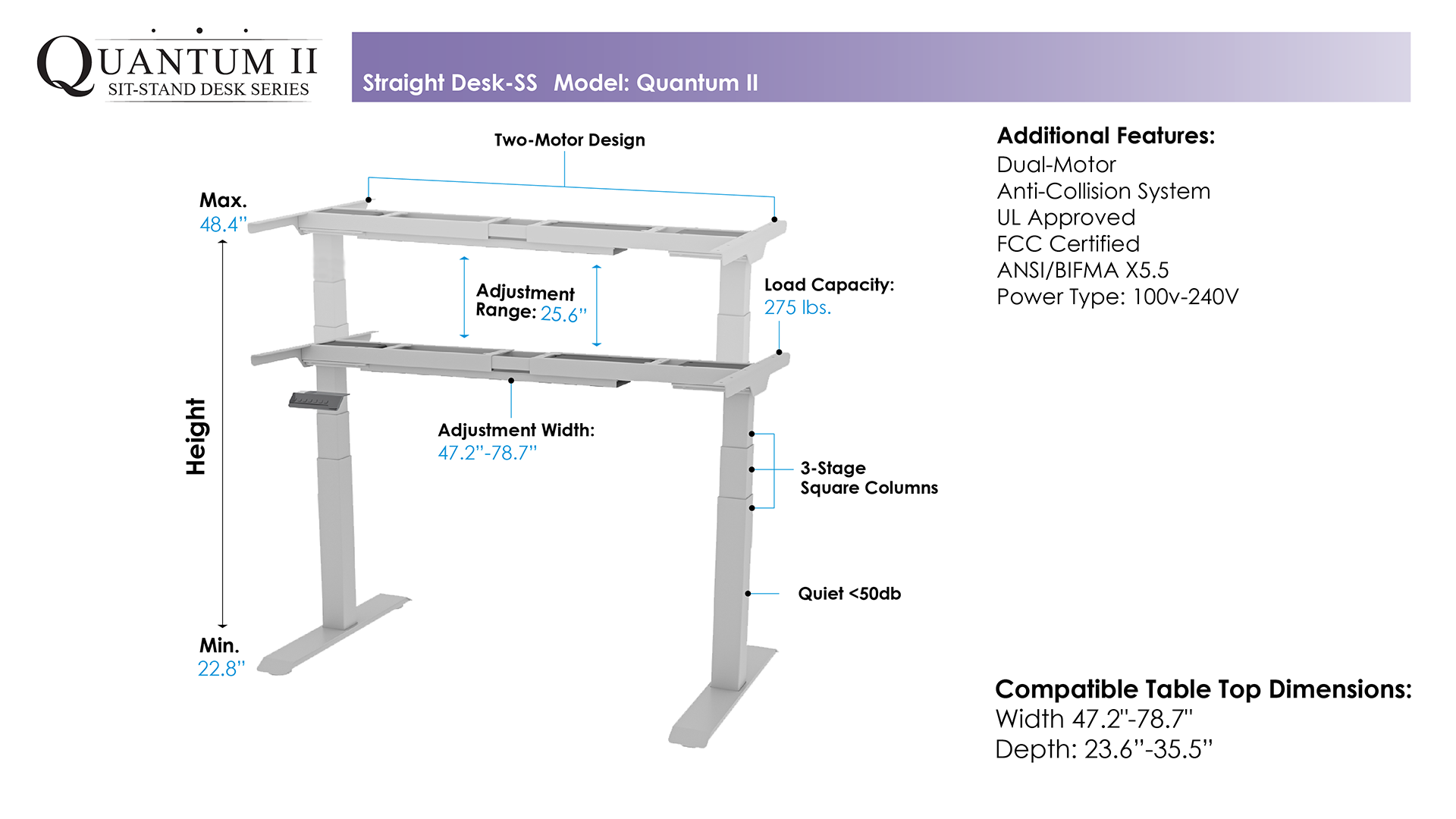 Quantum Series Electric Sit-Stand Desk | 9 Size Options | 9 Laminate Options - Image 3