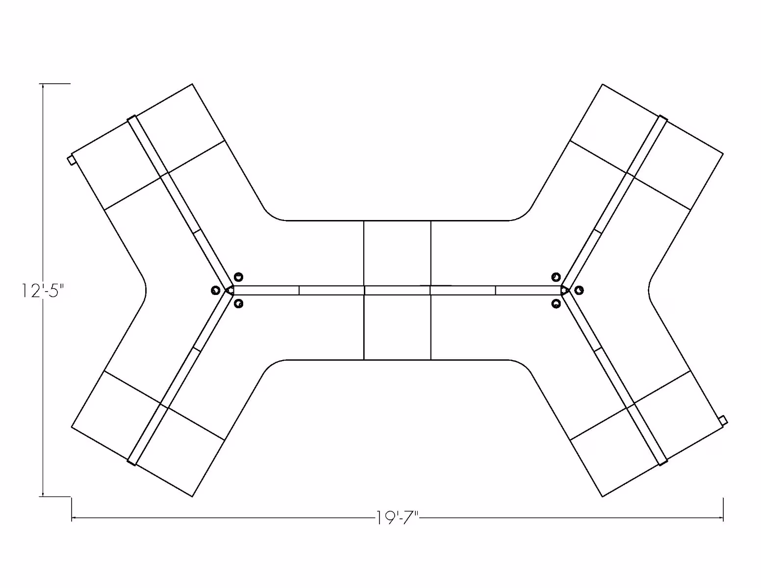 120 Degree 6-Person Workstations with Pedestal Cabinets | Sapphire Cubicle System | 4x2x65-52-39"H - Image 2